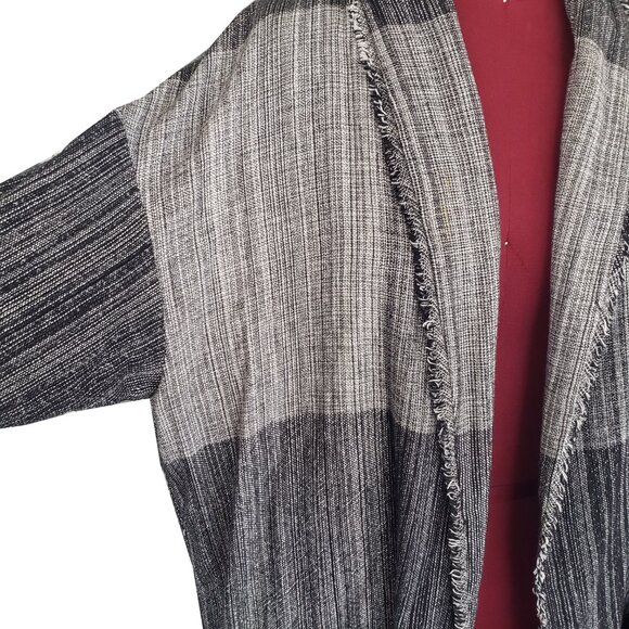 Eileen Fisher Jacket Cardigan Black White Color Block Shawl Collar Pockets Large - Picture 3 of 9